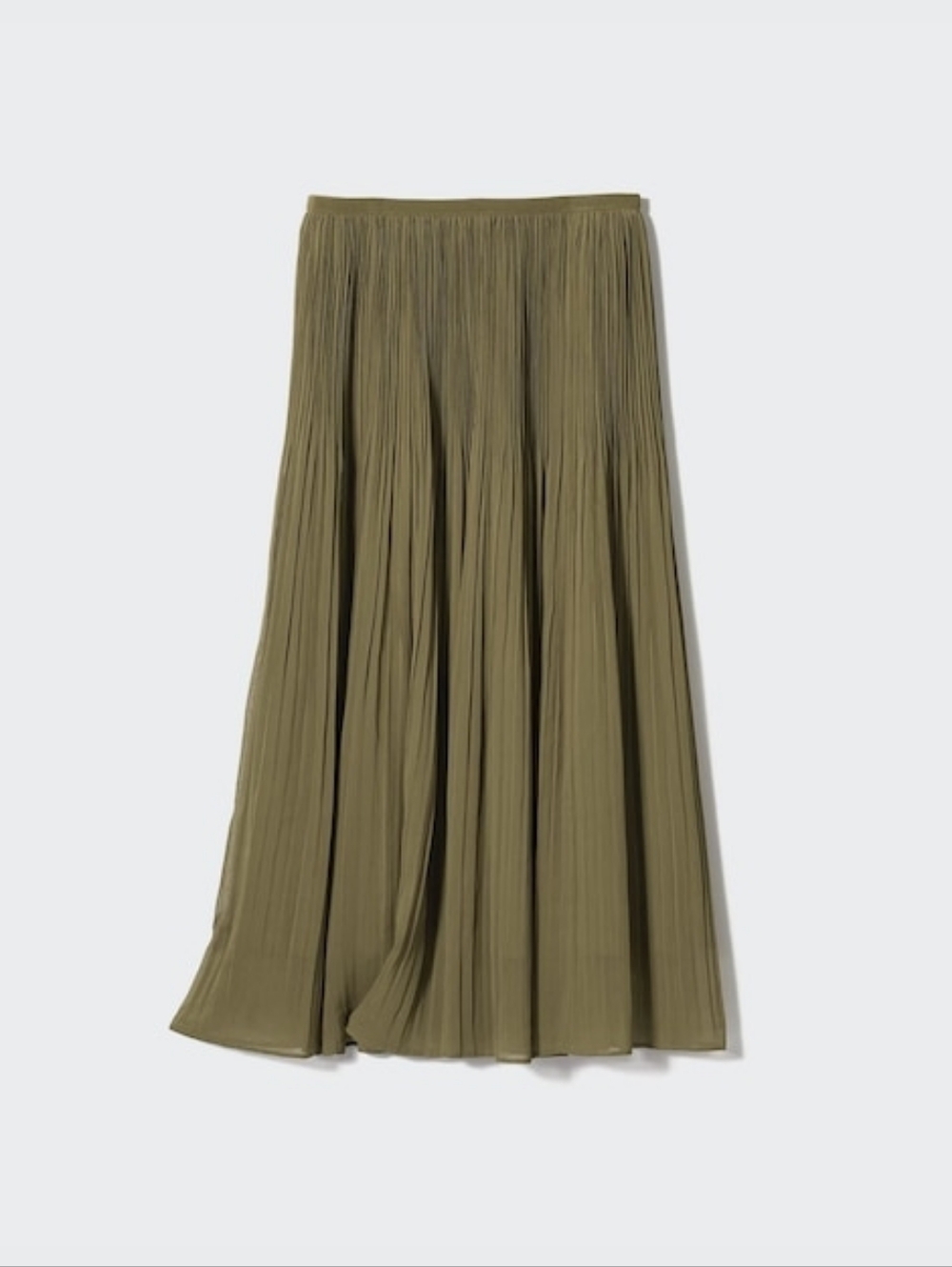UNIQLO Chiffon Pleated Green Midi Skirt Small
